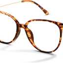 Gaoye Blue Light Blocking Glasses Women/Men, Fashion Round Cateye Frame UV Ray Filter Computer Gaming Glasses (*1-tea Leopard/Transparent Lens)