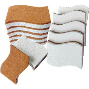 3 x 12 Pack Natural Kitchen Sponges, Non Scratch, Non Toxic S-Shaped Eco-Friendly Biodegradable Cellulose & Coconut Scrubber Dish Sponges for Kitchen, Tableware, Bathroom, Home Use