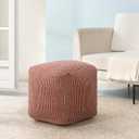 Anji Mountain Pouf Ottoman Foot Rest, Handmade Ottoman Pouf, Comfortable Foot Stool, Decorative Floor Seating for Living Room Decor, Bedroom & Home Dcor Accent - Teak