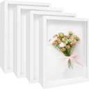 4 Pack 8"x 10" Shadow Boxes Frame Display Cases Wood Deep Shadowbox for Photos, Dried Flowers, Handicrafts Picture Frames for Wall Tabletop (White, 8x10)