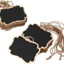Boao 20 Pcs Wooden Mini Chalkboard Signs Chalkboard Hanging Labels, Ideal Price Tags, Message Boards, Black