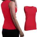 Valair Tank Top for Women, Sleeveless T-Shirt - Crew Neck 100% Cotton Athletic Undershirt, High Neck, Full Shoulder Design (Small, Red)