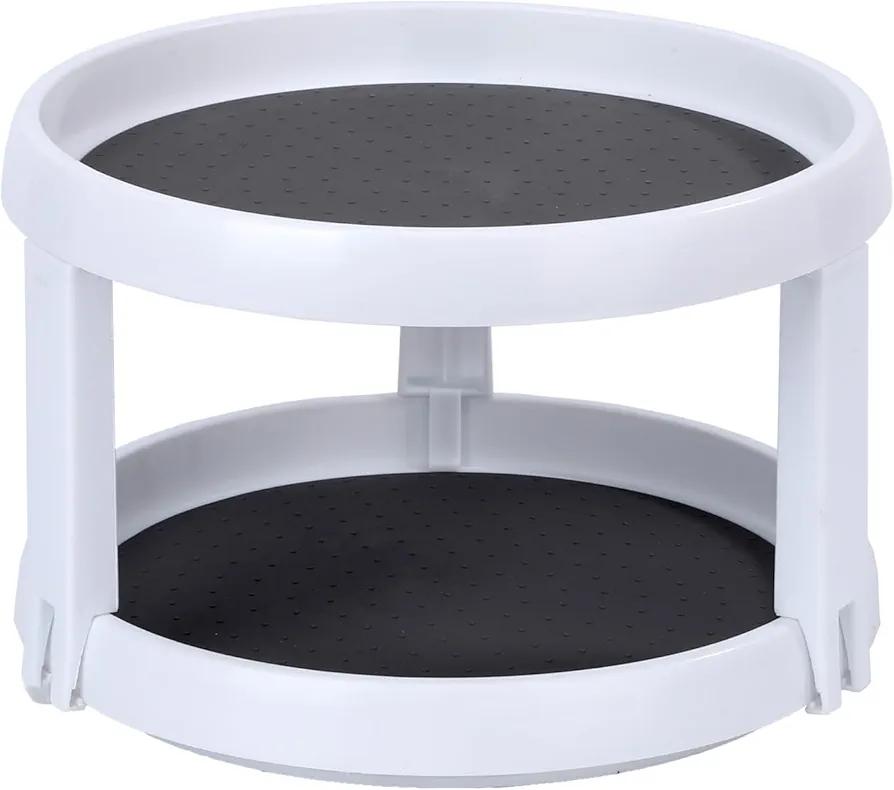 Lazy Susan Organizer, 2 Tier Non Skid Spice Rack Turntable,360 Degree Rotating 10inch Spinning Organizer for Pantry Cabinet, Kitchen, Countertop, Vanity Display Stand
