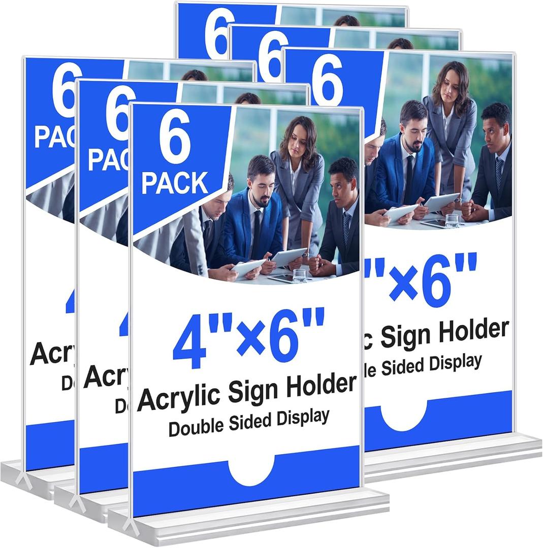 Acrylic Sign Holder 4x6 Vertical Plastic Signs Acrylic Frame Display Signs Table Stand Bulk 6 Pack Acrylic Sign Holder 4x6 Vertical Plastic Signs Acrylic Frame Display Signs Table Stand Bulk 6 Pack