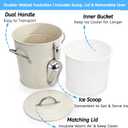 YOUEON 4L Ice Bucket with Scoop and Lid, White Galvanized Steel Beverage Tub with Handles, Double Wall Insulated Wine Champagne Beer Chiller for Party, BBQ, Camping, Indoor Outdoor Use