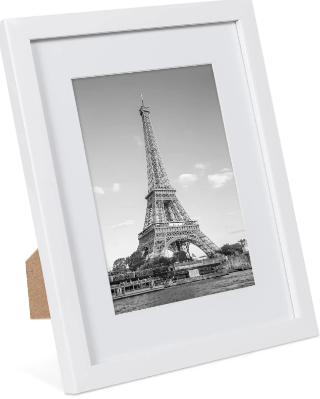 6x8 Picture Frame with Real Glass - Display Pictures 5x7 with Mat or 6 x 8 without Mat, Photo Frame for Wall or Table Top Display(White, 2 Pack)