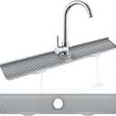 Kitchen Sink Splash Guard, 32"x 5.5", Silicone Faucet Splash Guard, Longer Silicone Sink Mat for Kitchen, Bathroom, Laundry Room, Farmhouse, Bar & RV (Gray)