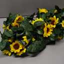 Lvydec 4 Pack Artificial Sunflower Garland - Silk Sunflower Vine Artificial Flowers Garland with Green Leaves for Wedding Party Table Decoration