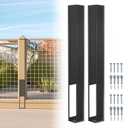 2 PCS Vinyl Fence Concrete, 4x4x36 Inch Wooden Post Mounting Towers, Fully Welded Fence Post Inserts (Black) for use on Both Sides of roadways, Fences, Gardens and More.