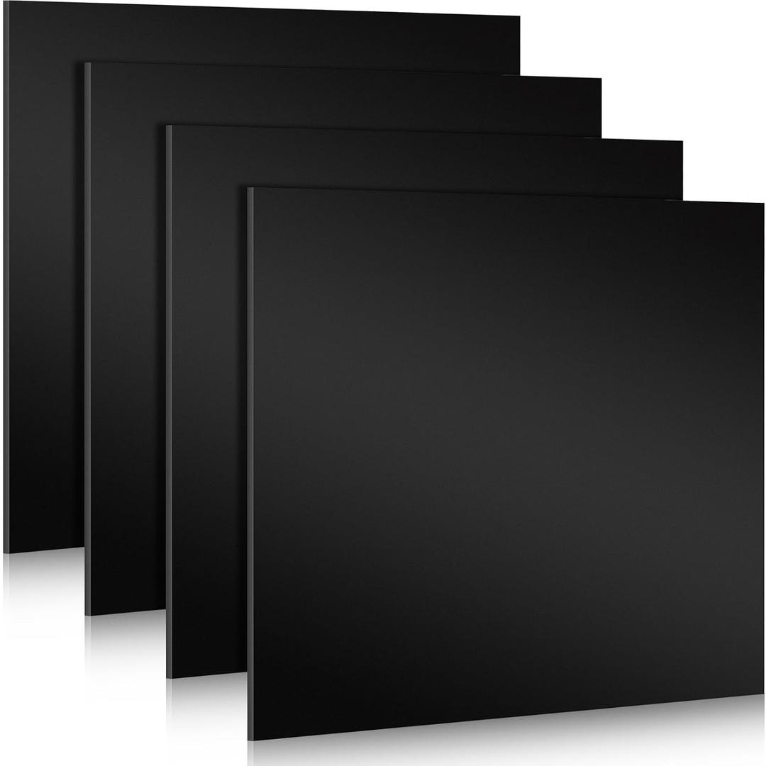Frienda 4 Pcs 1/8" Thick, 23.6" x 23.6" Black HDPE Sheet HDPE Plastic Sheet High Density Polyethylene Board Solid Plastic Block Board for DIY Projects Machining Home Decor Handcrafts