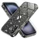 Choiche Compatible for iPhone 16 Plus Case Women Phone Case, Cute Bling Sparkly, Military Grade Drop Protection, 2 Diamond Camera Lens Covers, 2 Tempered Glass Protectors, 6.7 inch (Glitter Black)