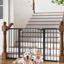 Cumbor 29.7-54.2" Wide Baby Gate for Stairs, Mom's Choice Awards Winner-Self Closing Dog Gate Indoor for Doorways, No Drilling Pressure Mounted Pet Gates for Kids, Easy Walk Through Safety Gate, Black