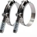 3.5" Hevy Duty T Bolt Hose Clamp Stainless Steel - Spring Loaded 95-103mm for 3.5" I.D. Hose with 3mm - 6mm Wall Thickness, Auto-adjusting maintain Constant Tension (95mm - 103mm, 2 Pack)