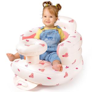 Inflatable Baby Seat for Babies 3-36 Months, Baby Chair with Tray & Built in Air Pump, Blow Up Floor Baby Seat with Back Support, Baby Chair Sit Me Up for Home, Travel (Bunny with Tray)