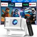 Mini Projector with Wifi6 and Bluetooth5.4, Smart Portable Projector 4K 8K Support, Android 14 & 600 ANSI, Auto Focus & Keystone, Obstacle Avoidance, 1080P Small Proyector for Bedroom, Movie, Outdoor