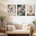 Nursery Space Astronaut Canvas Wall Art Rocket Ship And Astronaut Watercolor Painting Pictures Fun Outer Space Adventure Room Wall Decor Spaceman Planet Universe Posters Prints Artwork Framed (16"L x 12"W)