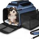 Petskd Top and Side Expandable Pet Carrier 18x11x11 Inches Delta United Airline Approved, Soft-Sided Carrier for Small Cats and Dogs with Locking Safety Zippers and Anti-Scratch Mesh(Blue)