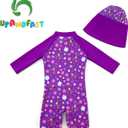 upandfast Baby/Toddler Swimsuit UPF 50+ Sun Protection One Piece Zipper Bathing Suit with Sun Hat Infant Beach Swimwear (Purple)