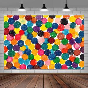 7X5ft Colorful Dots Photo Backdrop Photography Background for Kids Boys Girls Baby, Cartoon Caterpillar Theme Birthday Party Backdrops Photo Booth Prop Decorations Wall Decor Tablecloth