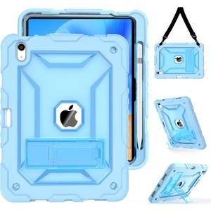 TIMISM Case for iPad 10th Generation 2022, iPad (A16) 11 Inch 2025 with Pencil Holder & Kickstand, Translucent Hard PC Back Cover, Heavy Duty Shockproof Protective Case for iPad 11/10, Clear Blue