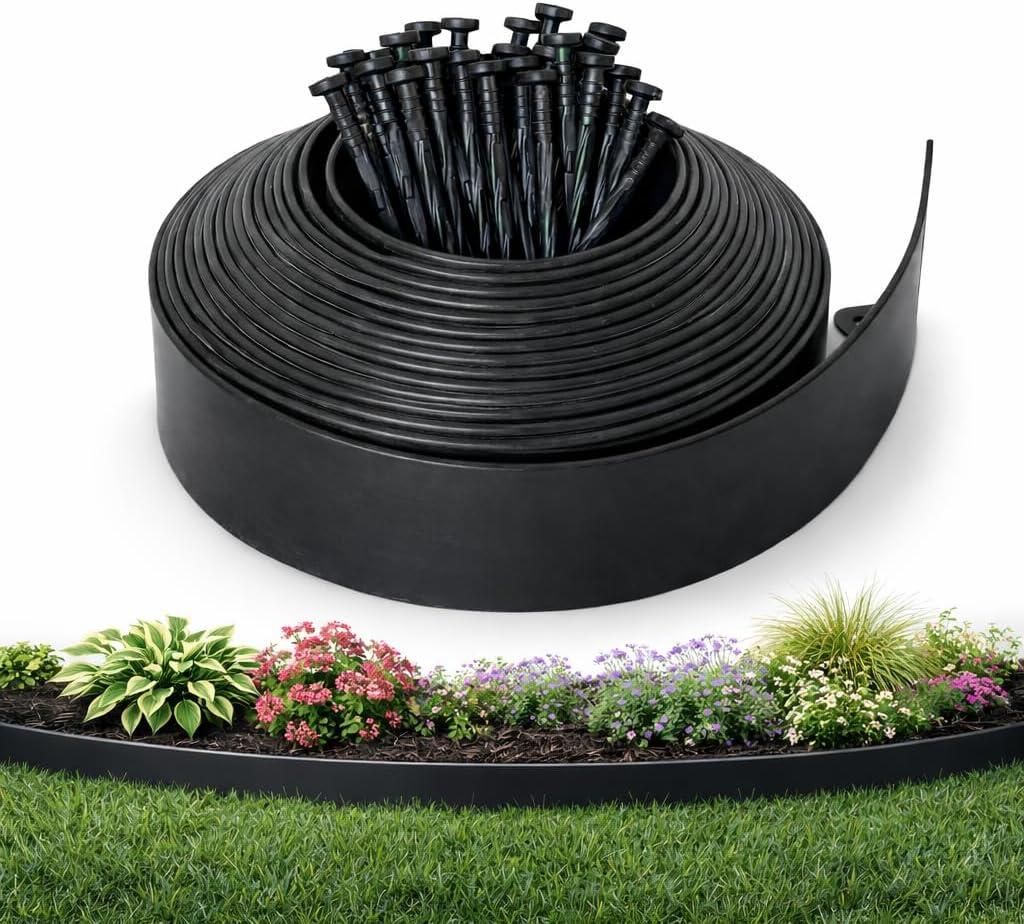 Gardzen Landscape Edging Kit, 40-Foot Long, 3-Inch Tall, No Dig Garden Edging Border for Flower Beds, Tree Rings, Pathways, Includes 40 Spikes
