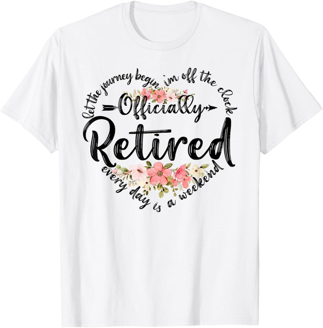 Officially Retired Heart Cute Retirement Gifts For Women T-Shirt (Small)