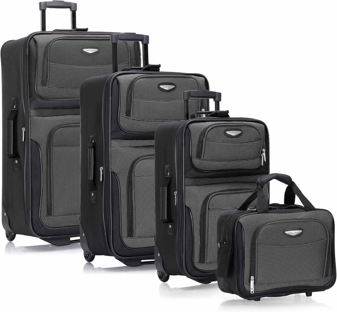 Travel Select Amsterdam Softside Expandable Luggage with Rolling Wheels, Gray, 4-Piece Set (15/21/25/29)