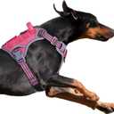 BUMBIN Tactical Dog Harness for Large Dogs No Pull, Famous TIK Tok No Pull Puppy Harness, Fit Smart Reflective Pet Walking Harness for Training, Adjustable Dog Vest Harness with Handle Pink L (L(Neck:19-25", Chest:21-35"), Rose Red)