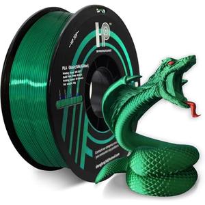 HP3DF PLA Filament, Silk PLA, 3D Printer Filament, PLA Filament 1.75mm Dimensional Accuracy +/- 0.02mm, 1KG Spool (2.2 lbs), Fit Most FDM Printer (Silk Green)