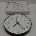 jomparis Black Wall Clock Large 13.5 Inch Silent Non Ticking Battery Operated Quartz Decorative Round Wall Clock for Classroom Living Room,Office,School