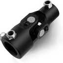 Ovabeyna 3/4" -36 Spline x 1" DD Black Steering Universal Joint Single U Joint Shaft,Total Length: 96mm (3-3/4")