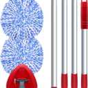 Small Spin Mop Replace Head Compatible with O-Cedar RinseClean 2 Tank, Mop Replacement Head Handle Base, 2 Microfiber Head Refills+1 Stick(30-58") +1 Base Combo Set (Blue)