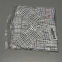 Women's Plaid Shirt Button-up Short Sleeve Collared Slim Fit Casual Summer Blouse Tops (Blue, M)