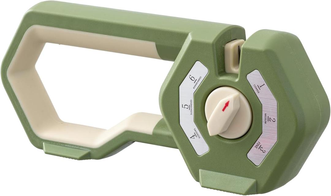 6-Stage Knife Sharpener - Premium Kitchen Knife Sharpeners - Adjustable Handheld Manual Knife Sharpeners for Kitchen Knives, Scissors and Chef Knife, Easy for beginners to use (GREEN)