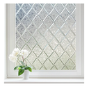 Haton Window Privacy Film Decorative Frosted Glass Window Film, Sun Blocking Stained Glass Clings, Static Cling Removable Stickers for Home Door Coverings, Lattice Pattern 17.5" x 78.7"