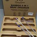 APSARAS USA 5 in 1 Bamboo Foil and Plastic Wrap Organizer for Kitchen Drawer, Ziplock Bag Organizer, Saran Wrap Dispenser with Cutter, Plastic Bag Organizer, Food Storage Bag Organization