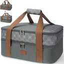 Vuudh Expandable Casserole Carrier Bag - Double Decker Food Bag, Insulated Casserole Carrier for Hot or Cold Food, Lasagna Holder Tote for Picnics,Beaches,Traveling or Gifts (Grey)