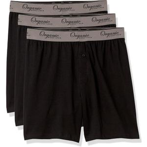 Organic Signatures Men's Boxers Organic Cotton, Soft Boxers for Men, 3-Pack (Large, Black)