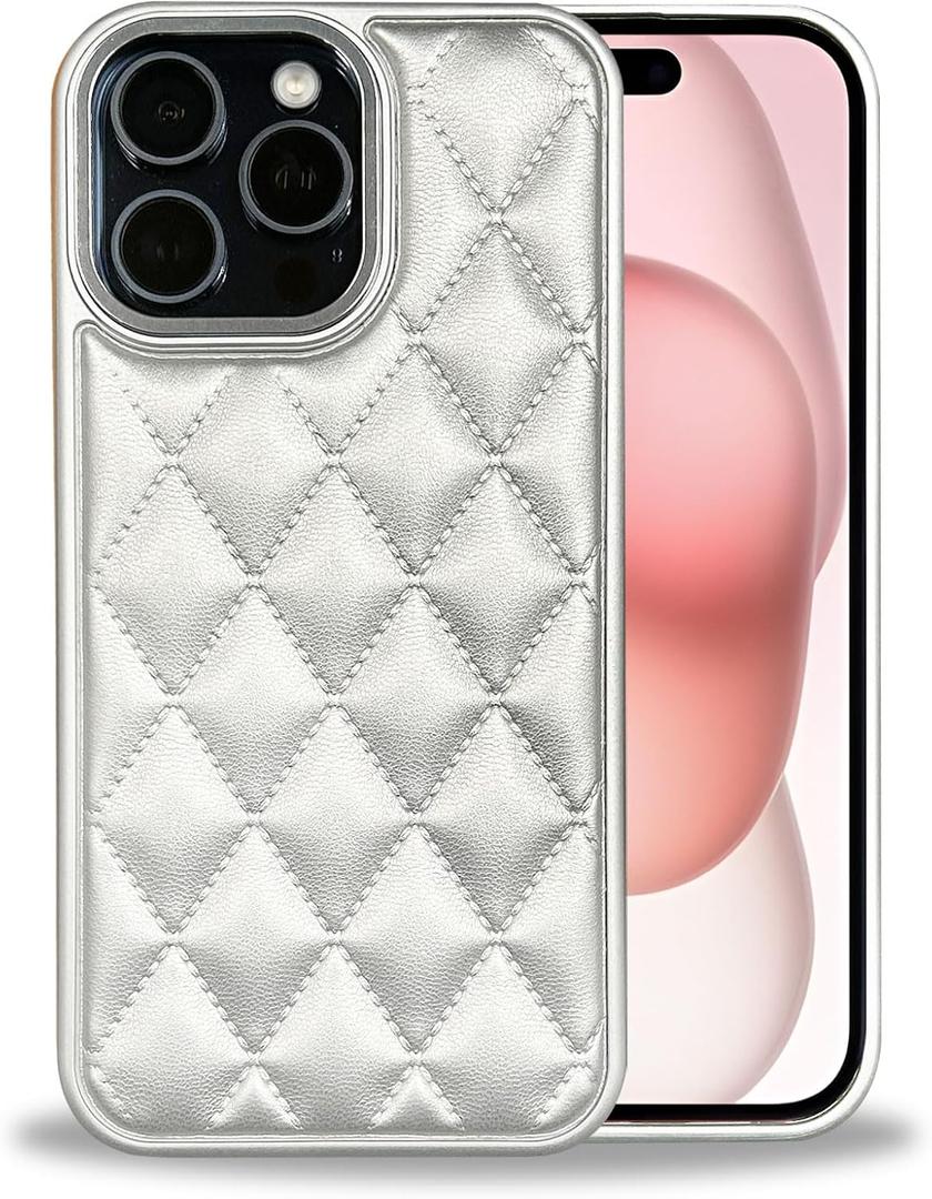 ZHEGAILIAN for iPhone 15 Case, Military-Grade Protection, All-Around Shockproof Corners, Stylish Leather Phone Case for iPhone 15 - Silver