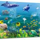 MHARTK66 Canvas Wall Art - Coral and Fish Modern Home Decor Stretched and Framed Ready to Hang Ocean Theme Sea Fish and sea Turtles Mediterranean Style Canvas Prints The living room Wall Decor (40L" x 20W")