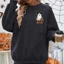 BANGELY Halloween Sweatshirt Women Oversized Cute Spooky Ghost Graphic Shirt Halloween Sweater Fall Long Sleeve Pullover Top (Black, XL)