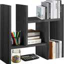 White Desk Organizer Shelf Wooden Desktop Bookshelf Adjustable Desktop Organizer Shelves Small Book Shelf for Office Desk Supplies Home Storage Natural Stand Decor (12*)