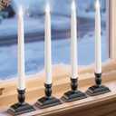 otnofok 13.2" Window Candles Battery Operated with Timer, 6h On/18h Off, LED Flickering Flame, 5000K Cool White Christmas Candle Lights for Windows, Indoor Holiday Decor, 4 Pack, Black Holders