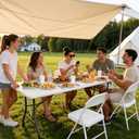 Folding Table 2 Pack, 8 FT Foldable Plastic Table with Carrying Handle, Heavy Duty Portable Fold-in-Half Utility Table for Party, Camping, Banquet, Craft, Wedding, Indoor & Outdoor Use