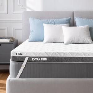 Extra Firm Mattress Topper Queen: 3 Inch Dual Firmness Flippable, Firm to Extra Firm Bed Topper, Double Sides Sleep for Back Pain, Cool Washable Anti-Slip Cover, CertiPUR-US Oeko-Tex Certified 80x60
