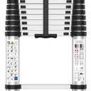 Telescoping Ladder,12.5 FT Extension Ladder, Heavy Duty 330lbs Max Capacity, Multi-Purpose Collapsible Ladder for RV or Outdoor Work Black