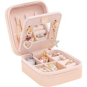 KElofoN Travel Jewelry Case and Organizer with Mirror - Gift for Women and Girls (Pink)