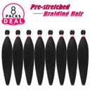 Pre Stretched Braiding Hair Extensions Black 12 Inch 8 Packs Girls Braiding Hair Natural Easy Braid Hot Water Setting Professional Soft Synthetic Yaki Straight Texture (#1B)