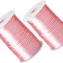 2.5mm x 218 Yards(2 Pack) Pink Satin Nylon Trim Cord Rattail Trim Thread Cord Rattail Sain Cord for Necklace Bracelet Cord and Shoeslaces (Pink)