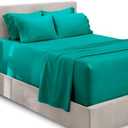 Hearth & Harbor Extra Deep Pocket Queen Sheets Sets - Fits Mattress 18-24 Inches Deep - Extra Deep Pocket Sheets - 6 Piece Queen Size - Teal